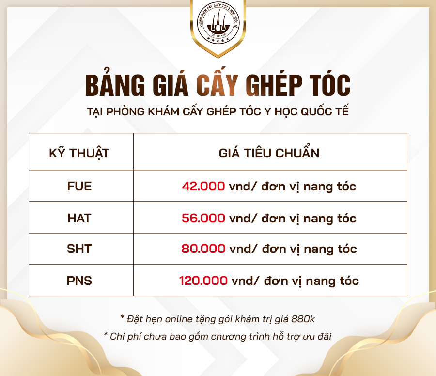 bảng giá cấy tóc