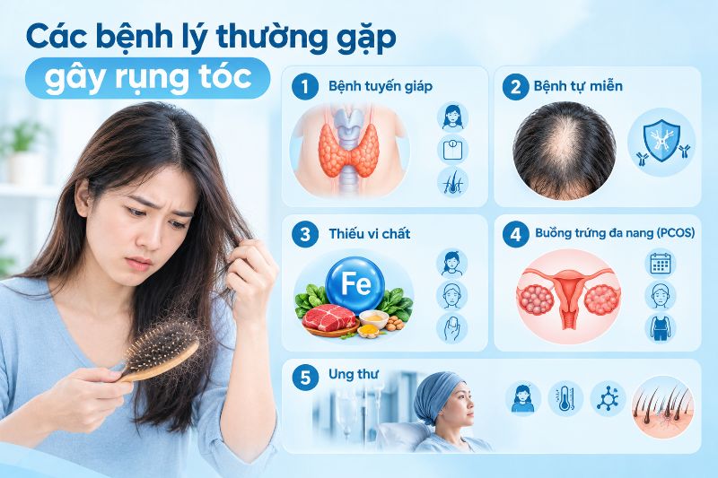 các bệnh lí thường gặp gây rụng tóc