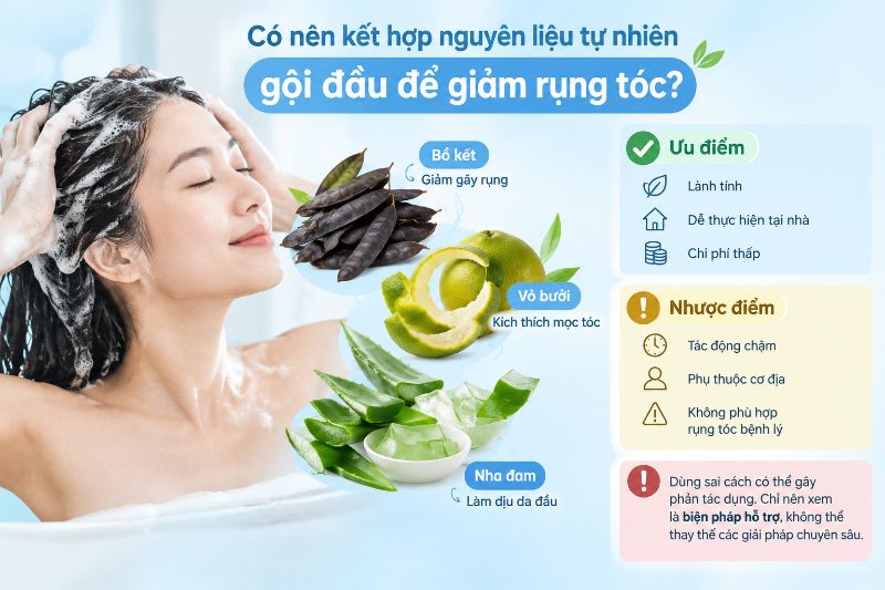 cso nên kết hợp nguyên liệu tự nhiên gội đầu để giảm rụng tóc không 
