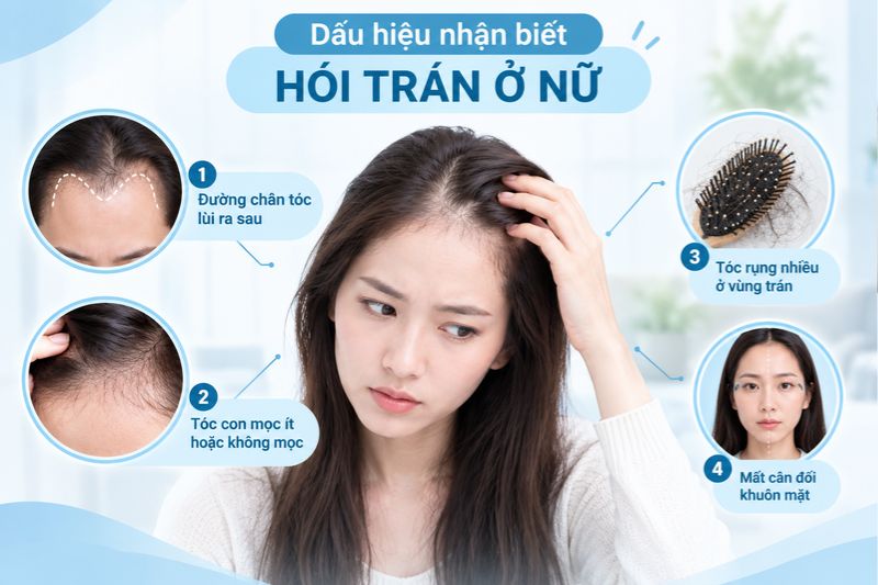 dấu hiệu nhân biết hói trán chữ M ở nữ 