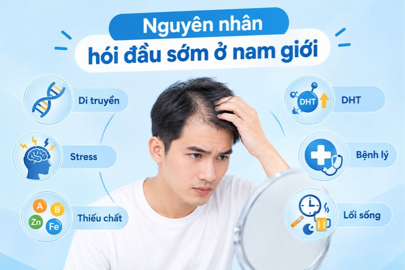 Dấu hiệu nhận biết hói đầu sớm ở người trẻ