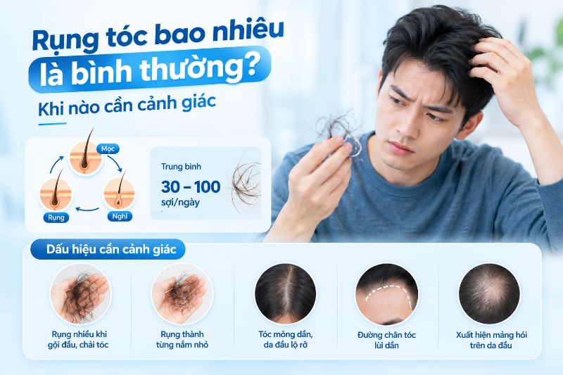 rụng tóc bao nhiêu là bình thường