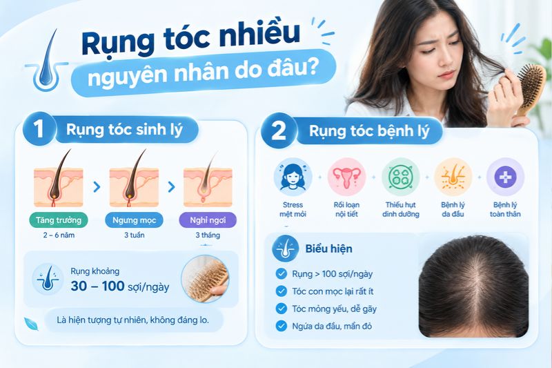 rụng tóc nhiêu nguyên nhân do đâu 
